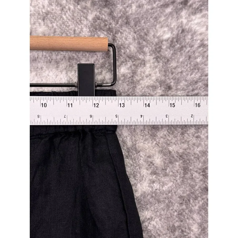 Quince 100% European Linen Tapered Ankle Pants XS Womens Black Pull On